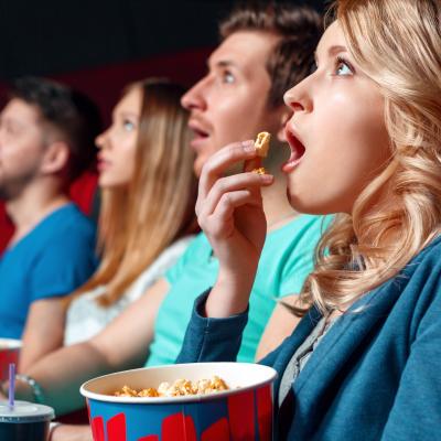 watch, popcorn, cinema, exciting, people